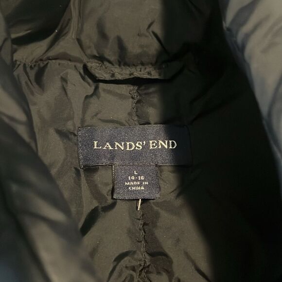Lands' End Black Nylon Snap Closure Puffer Down Vest Size Large - Picture 6 of 9